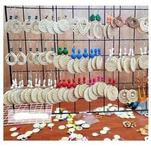 Boucles d'oreilles Vintage en rotin pour femmes, boucles d'oreilles à la mode, pour vacances, en osier, à la mode, - Product Image 1