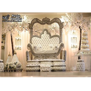 Décoration de scène blanche, pour la cérémonie de mariage marocain, meilleure décoration blanche de scène de mariage, nigériane, dubaï - Product Image 1