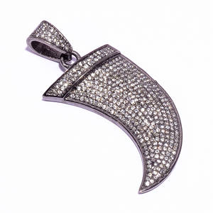 Argent Sterling 925 Unisexe Déclaration Micro Pave CZ Pendentif Plein Zircon Cubique Noir Plaqué Personnalisable Mode Pendentifs Charmes - Product Image 4