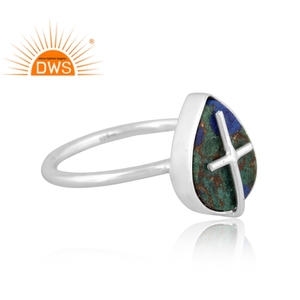 แหวนเงินแท้สเตอร์ลิงปี 2026 ประดับด้วยพลอยโมฮาวีคอปเปอร์อาซูไรต์มาลาไคต์ธรรมชาติ สำหรับผู้หญิง จากผู้ผลิตเครื่องประดับ - Product Image 3