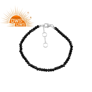 ที่ขายดีที่สุดปรับเงินสเตอร์ลิงธรรมชาติสีดำ Spinel สร้อยข้อมือพลอยสำหรับผู้หญิงเครื่องประดับผู้ผลิต - Product Image 1