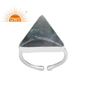 Triangular <b>Labradorite</b> <b>Ring</b> Gemstone Jewelry Manufacturer Women's Chunky 925 Fine Sterling Silver Jewelry Wholesaler - Product Image 1