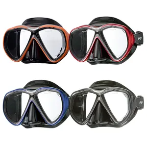 Problue MS-A248B Zwart Siliconen 2 Venster Scuba Duiken Maskers Voor Aziatische Fit