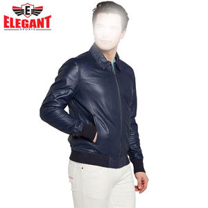 Chaqueta de cuero de invierno de último diseño para hombre, venta al por mayor, chaqueta de lona azul para primavera y otoño, chaqueta de lona portátil de moda - Product Image 4