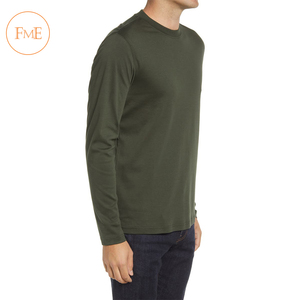 Camiseta personalizada de algodón con cuello alto para hombre, camiseta transpirable, camiseta en blanco con estampado de manga completa de alta calidad - Product Image 3