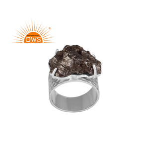 Hot Selling 925 Fine Sterling Silver Natural <b>Meteorite</b> Gemstone Statement Ring <b>Jewelry</b> Manufacturer - Product Image 1