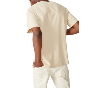 T-shirt pour homme en coton 100% à manches courtes, couleur beige, personnalisé, écologique, séchage rapide, avec logo personnalisé et tissu jersey - Product Image 3