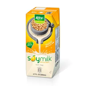 Bonne santé qualité supérieure 200ml Aseptique Pak Lait de soja personnalisé sans sucre faible en gras lisse équilibré goût riche en protéines doux