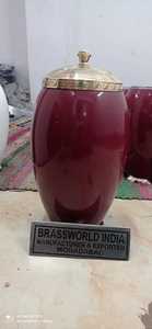 Urne funéraire de style américain en laiton blanc avec couvercle gravé doré Fournitures funéraires par Brassworld India - Product Image 2