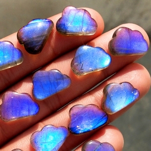 Wholesale Labradorite Druzy Slice Crystal Carving | Custom Glass Cabochon <b>Shell</b> Mala Beads <b>Bracelet</b> Purple Labradorite Gemstone - Product Image 2