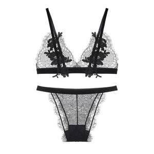 Dahlia Velvet Lace Bralette <b>Set</b> in Black Handmade Creations Handmade Creations - Product Image 1