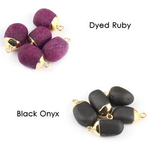 จี้เงินจี้เดี่ยว12-10มม. เคลือบทองเหลืองชุบทองอัญมณีสีดำธรรมชาติชุบทองเหลือง - Product Image 4