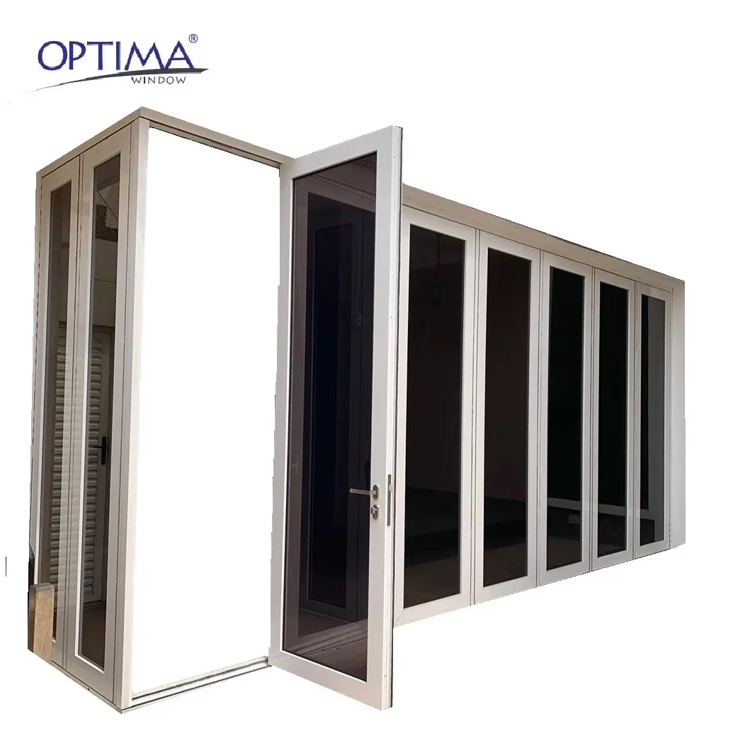 Exterior Aluminum Folding Door System House Patio Double Glazed Aluminium Glass Bifold Door Black Folding Door