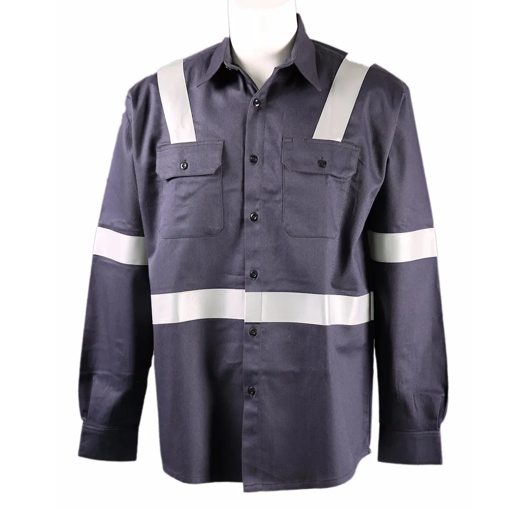 Camisa de trabajo transpirable de manga larga para hombre, ropa de seguridad reflectante de dos tonos, Hghi Vis, camisa de alta visibilidad