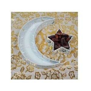 Juego de dos bandejas de postres de Ramadán de diferentes tamaños en metal de color negro para servir bocadillos bandeja de dulces para uso doméstico - Product Image 2