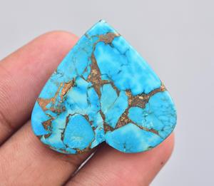 ChineseTurquoise <b>Heart</b> Cabochon Wholesale Turquoise <b>Heart</b> <b>Shape</b> Gemstone Chinese Mohave Turquoise Cabochon With Copper Gemstone - Product Image 2