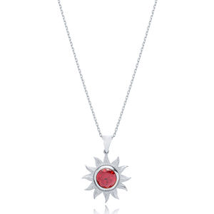 Lotus Sun — pendentif en pierre de rubis Design turc, bijoux élégants, en argent Sterling 925, vente en gros, pour femmes - Product Image 2