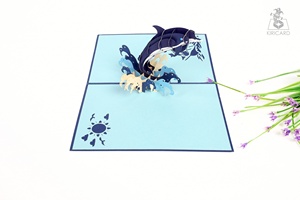 การ์ดอวยพร kirigami 1 3D ดอลฟินการ์ดป๊อปอัพสไตล์สัตว์กระดาษงานฝีมือกระดาษงานฝีมือ - Product Image 2
