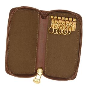 Hot Sale Customized Logo PU <b>Leather</b> Key Pouch with Zipper Closure Brown Number Pattern Durable High Quality Unisex - Product Image 1