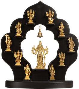 Brass Fine Carverd Vishnu Dashavatar with Wooden <b>Frame</b> Decorative Showpiece Vishnu Statue - Product Image 1