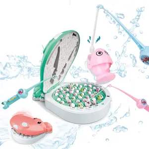 2 em 1 desenhos animados hippo eletrônico, go, peixe, brinquedos, pesca, brinquedos, magnético, jogo de pesca