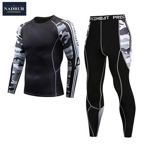 Camisetas de Manga Larga y Pantalones Deportivos de Poliéster/Nylon de Secado Rápido, Sin Costuras, para Hombre - Product Image 3