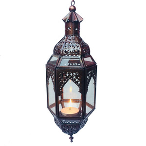 Photophore de style européen pour cour extérieure, décoration de jardin chic et minable, lanterne en métal suspendue, pendentif en métal - Product Image 5