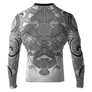 เสื้อรัชการ์ดสีดำสำหรับผู้ชาย,ฉลากส่วนตัวสำหรับการป้องกันแสงแดด UPF 50 + การฝึกอบรมการบีบอัด - Product Image 5