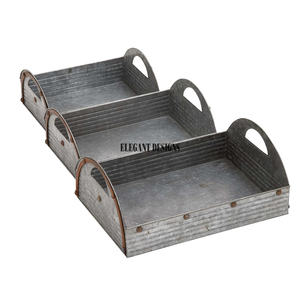 Indio antiguo galvanizado bandeja Rectangular de corte de forma diseñado estilo de moda de Metal galvanizado bandeja - Product Image 6