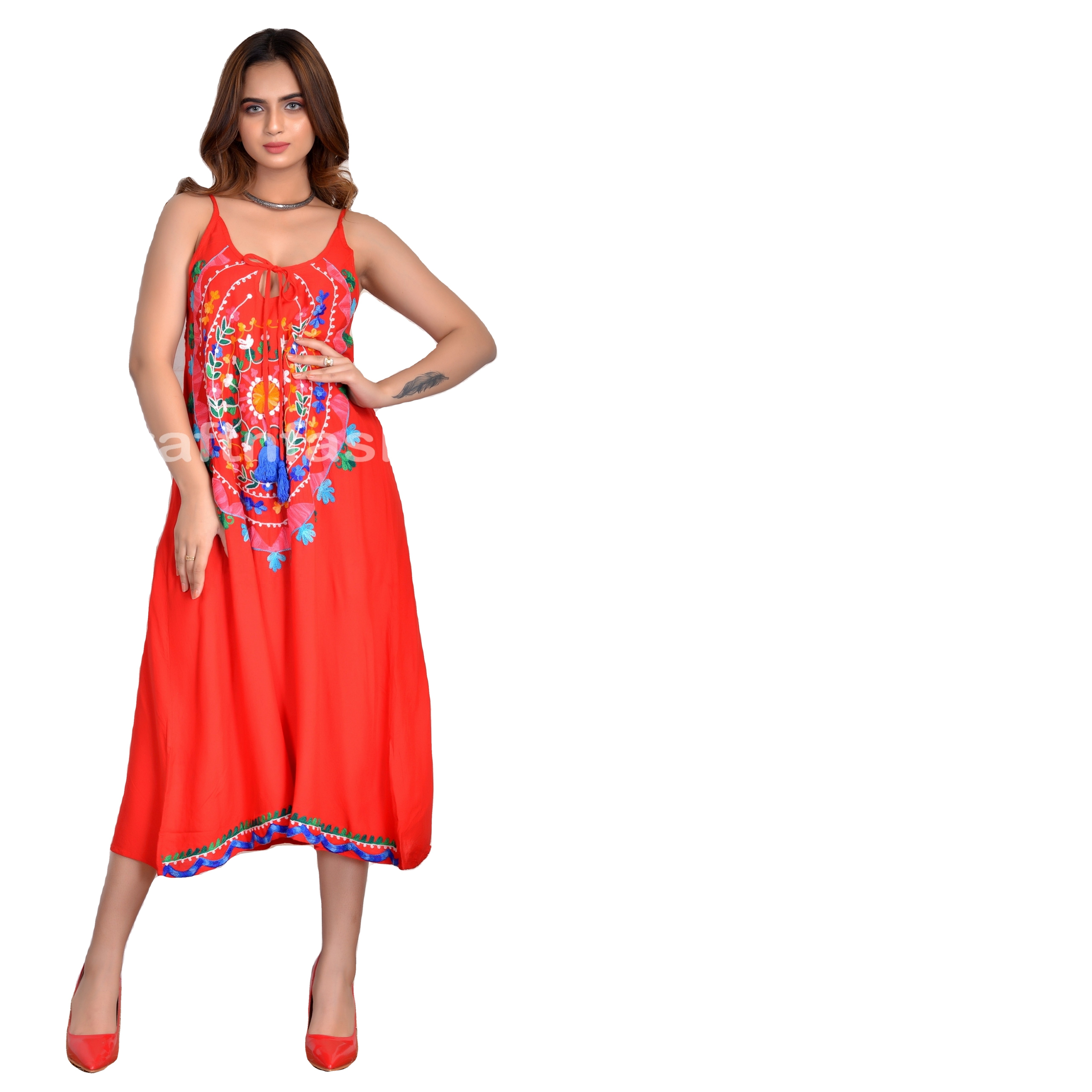 Vestido largo playero de mujer cuello redondo y manga larga JUN #Rojo  Vestidos de fiesta de noche largo Vestido casual rocic.com
