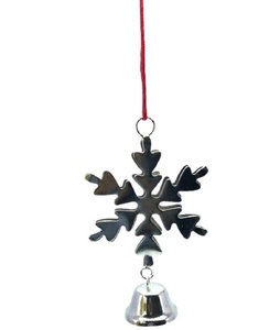 METAL ALUMINIUM WITH JINGLE BELL CHRISTMAS HANGING DECORATION for <b>TREE</b> SNOWFLAKE HOT SELLING SNOWFLAKE DESIGN HOME DECOR - Product Image 1