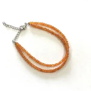 Natural Orange Carnelian Stone Faceted Beads Bracelet 925 Sterling Silver Clasp at Factory Price from Jewelry Supplier Buy Now