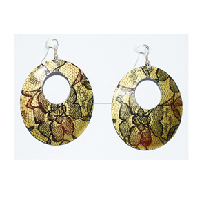 Pendientes de moda al por mayor con textura de placa acrílica, pendientes redondos informales, joyería con cadena de diamantes VVS, caja de regalo, dropshipping - Product Image 4