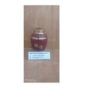 Urna Funeraria de Latón Color Plata Púrpura para Cenizas de Mascotas, Estilo Americano, Brassworld India - Product Image 1
