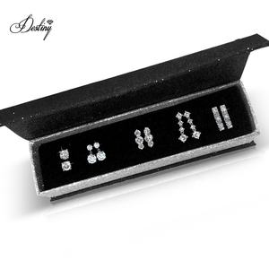 <span class=keywords><strong>Pendientes</strong></span> de tuerca y aro <span class=keywords><strong>pequeños</strong></span> mixtos de 5 días al por mayor adornados con cristales de <span class=keywords><strong>Swarovski</strong></span>, conjunto de joyería Daisini, regalo de cumpleaños - Product Image 1