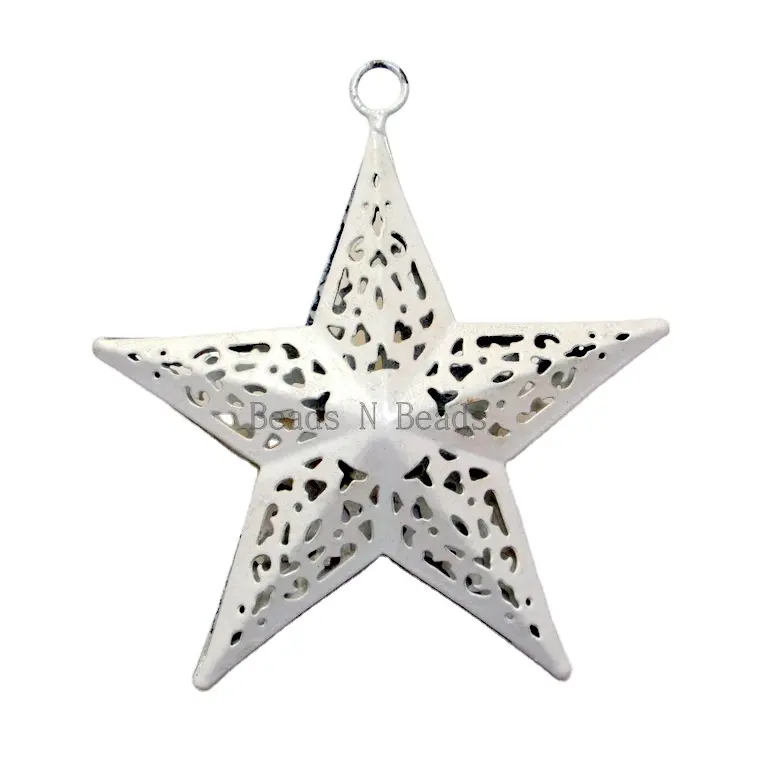 Hanging white christmas star Painted Finishing Design With Metal Home Decor Christmas hangings