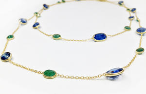 Todos los días ropa de plata esterlina 925 chapado en oro ligero Esmeralda MOQ bajo proveedor de piedras preciosas cadena de moda collares - Product Image 4