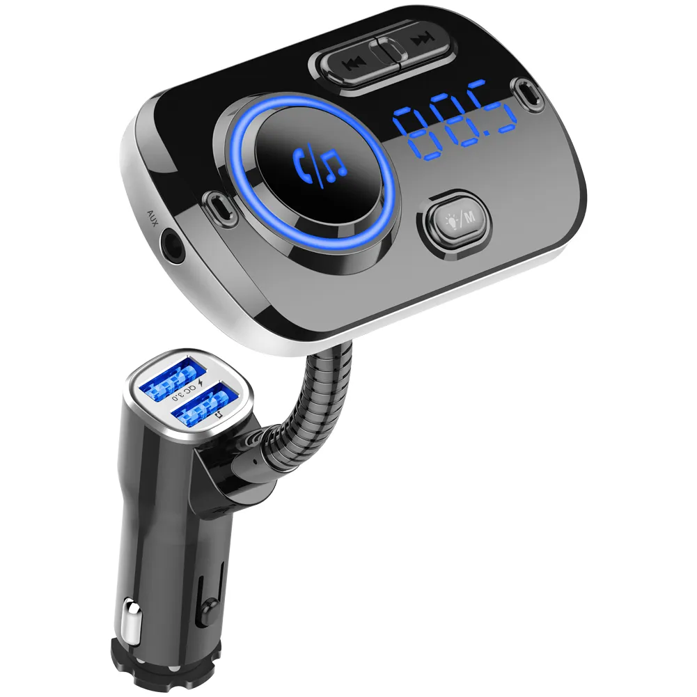Best selling car Bluetooth FM transmitter dua USB car charger with big screen display BC49AQ