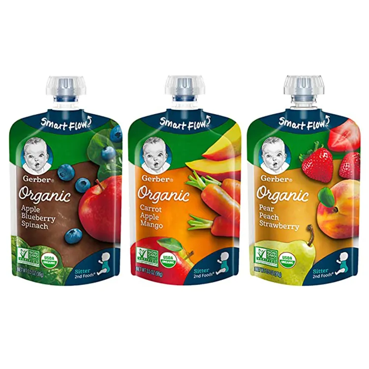 Оригинальный Gerber, органический 2-й пакет для упаковки продуктов, фрукты, овощи, разнообразные пакеты, пугеры, детское питание, 3,5 унций, пакет
