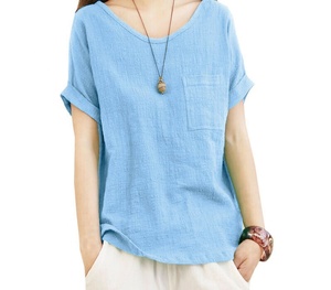 Camiseta lisa de manga corta para mujer, ropa elegante de alta calidad, en Stock, venta al por mayor - Product Image 1