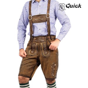 Traje Tradicional Alemán Auténtico para Oktoberfest, Pantalones Cortos Bávaros de Cuero Genuino Bordado Vintage Unisex - Product Image 2