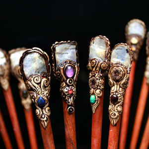 Varilla de cera de pelo líquida, arcilla polimérica, pirámide de canto con juego de cristal, cadenas de pelo ligeras de cristal y cadena de borlas - Product Image 6