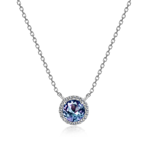 S925 nueva alejandrita Arco Iris piedra preciosa Real chapado en oro amatista redondo Halo colgante collar para mujer Destiny joyería - Product Image 3