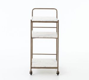 Luxury Rectangular Hotel <b>Bar</b> <b>Cart</b> Trolley White Marble Steel Pattern Kitchen Dining Room Living Room Home <b>Bar</b> Laundry - Product Image 3