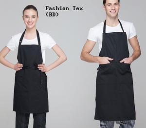 Venta al por mayor de verano de cuello alto vestido sin mangas de cocina transpirable algodón-poliéster delantal de cocina personalizado - Product Image 3