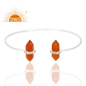 Cz Red Onyx Gemstone <b>Bracelet</b> New Designer Fine 925 Sterling Silver <b>Girls</b> Cuff <b>Bracelet</b> Jewelry Supplier Classic Collection - Product Image 2