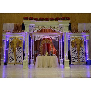 Décor de mariage indien blanc, Mandap classe, style palais blanc, pour mariage, thème blanc - Product Image 1