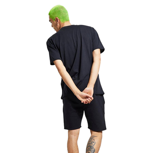 T-shirts et shorts en coton noir ensembles d'entraînement d'été costumes de jogging extensibles coupe-vent - Product Image 5