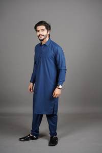 Salwar Kameez pakistanais décontracté pour homme 2022, entièrement cousu, prêt à porter, en coton viscose soyeux, longueur genou - Product Image 2