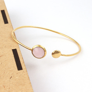 2021 Custom-Made Briolette Shaped Pink Chalcedony Bracelet <b>Gold</b>/Silver <b>Plated</b> New Fashion Adjustable <b>Bangles</b> - Product Image 4